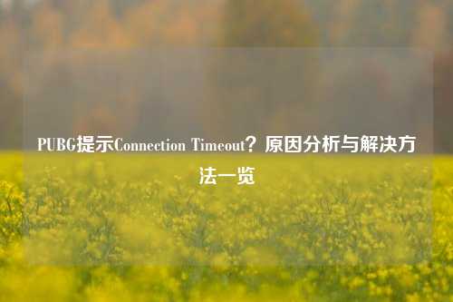 PUBG提示Connection Timeout？原因分析与解决 *** 一览