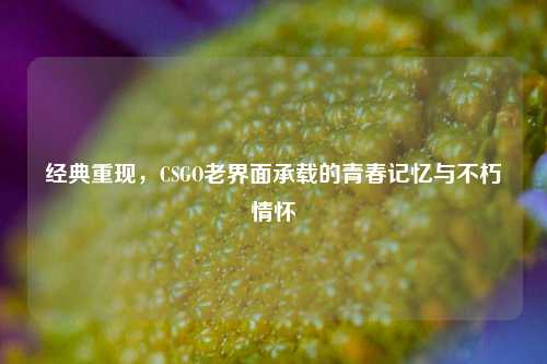 经典重现，CSGO老界面承载的青春记忆与不朽情怀