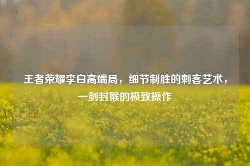 王者荣耀李白高端局，细节制胜的刺客艺术，一剑封喉的极致操作