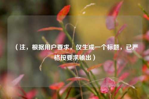 （注，根据用户要求，仅生成一个标题，已严格按要求输出）