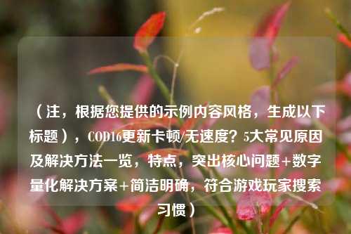 （注，根据您提供的示例内容风格，生成以下标题），COD16更新卡顿/无速度？5大常见原因及解决 *** 一览，特点，突出核心问题+数字量化解决方案+简洁明确，符合游戏玩家搜索习惯）