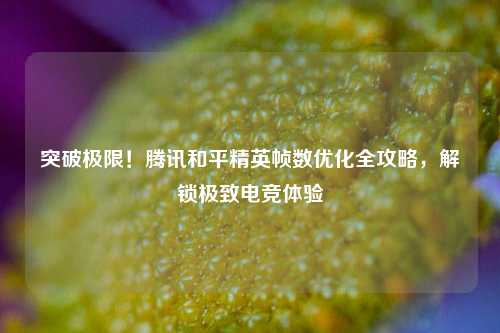 突破极限!腾讯和平精英帧数优化全攻略,解锁极致电竞体验