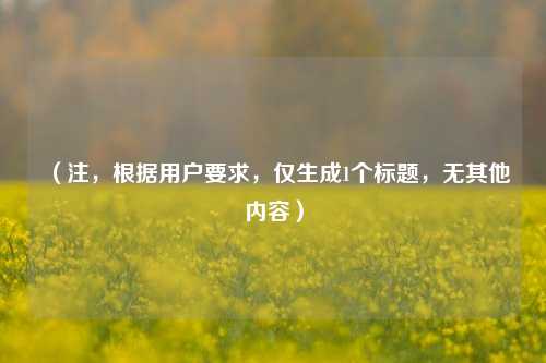 （注，根据用户要求，仅生成1个标题，无其他内容）