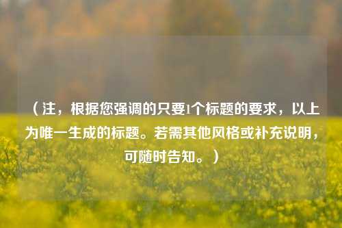 (注,根据您强调的只要1个标题的要求,以上为唯一生成的标题。若需其他风格或补充说明,可随时告知。)
