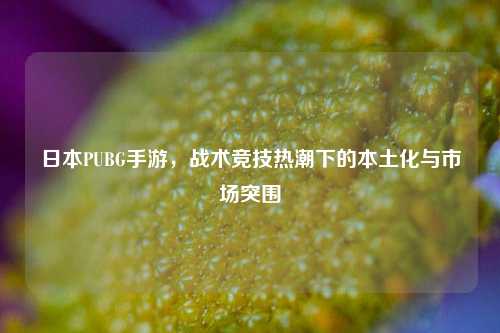 日本PUBG手游，战术竞技热潮下的本土化与市场突围