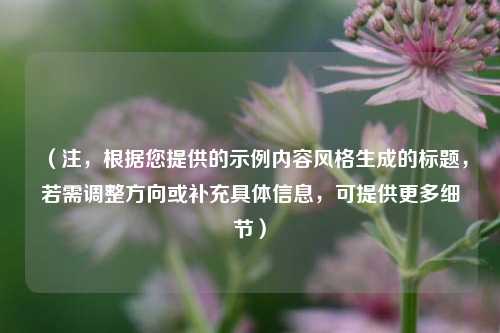 (注,根据您提供的示例内容风格生成的标题,若需调整方向或补充具体信息,可提供更多细节)