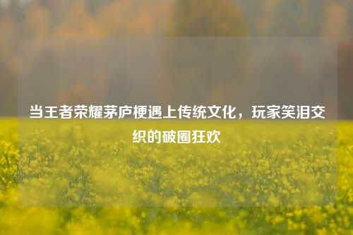 当王者荣耀茅庐梗遇上传统文化,玩家笑泪交织的破圈狂欢