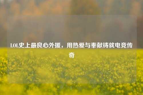 LOL史上最良心外援,用热爱与奉献铸就电竞传奇