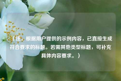 (注,根据用户提供的示例内容,已直接生成符合要求的标题。若需其他类型标题,可补充具体内容要求。)