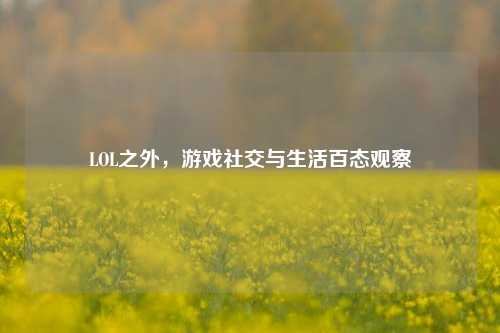 LOL之外，游戏社交与生活百态观察