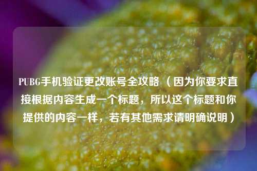 PUBG手机验证更改账号全攻略 （因为你要求直接根据内容生成一个标题，所以这个标题和你提供的内容一样，若有其他需求请明确说明）