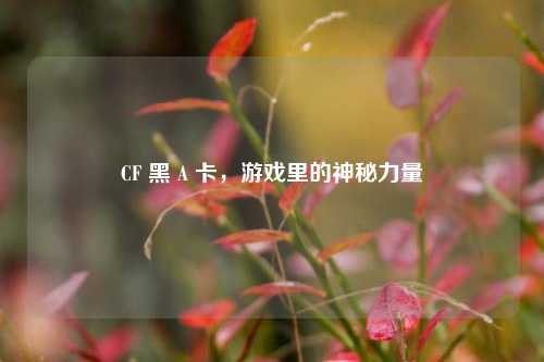 CF 黑 A 卡，游戏里的神秘力量