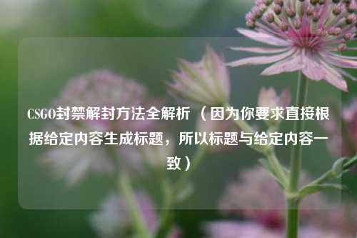 CSGO封禁解封 *** 全解析 （因为你要求直接根据给定内容生成标题，所以标题与给定内容一致）