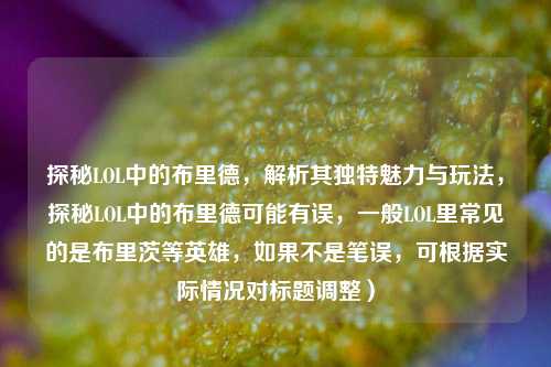探秘LOL中的布里德，解析其独特魅力与玩法，探秘LOL中的布里德可能有误，一般LOL里常见的是布里茨等英雄，如果不是笔误，可根据实际情况对标题调整）