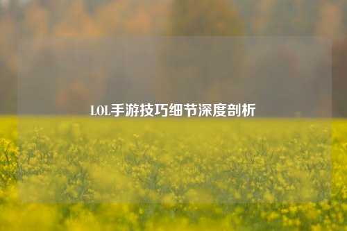 LOL手游技巧细节深度剖析