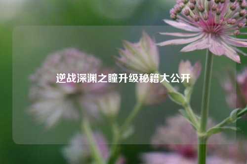 逆战深渊之瞳升级秘籍大公开