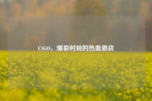 CSGO，爆裂时刻的热血激战