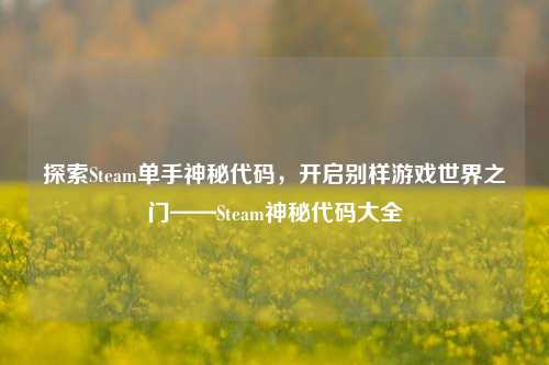 探索Steam单手神秘代码，开启别样游戏世界之门——Steam神秘代码大全