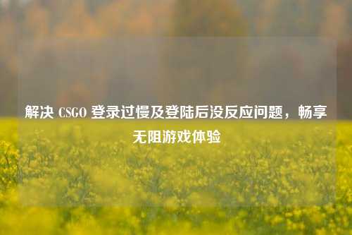 解决 CSGO 登录过慢及登陆后没反应问题，畅享无阻游戏体验