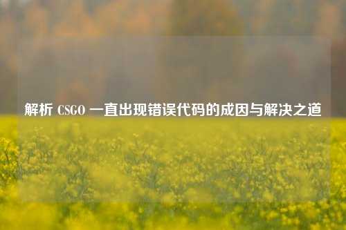 解析 CSGO 一直出现错误代码的成因与解决之道