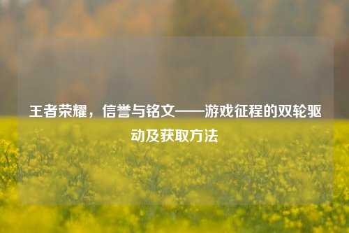 王者荣耀，信誉与铭文——游戏征程的双轮驱动及获取 *** 