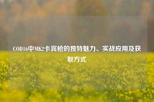 COD16中MK2卡宾枪的独特魅力、实战应用及获取方式