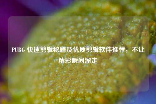 PUBG 快速剪辑秘籍及优质剪辑软件推荐,不让精彩瞬间溜走