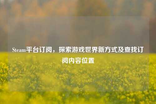 Steam平台订阅,探索游戏世界新方式及查找订阅内容位置