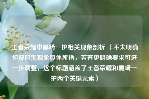 王者荣耀中黑崎一护相关现象剖析 (不太明确你说的黑现象具体所指,若有更明确要求可进一步调整,这个标题涵盖了王者荣耀和黑崎一护两个关键元素)