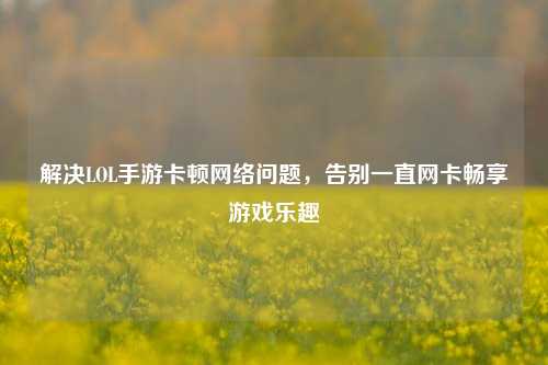 解决LOL手游卡顿 *** 问题，告别一直网卡畅享游戏乐趣