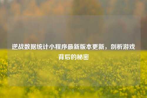 逆战数据统计小程序最新版本更新，剖析游戏背后的秘密