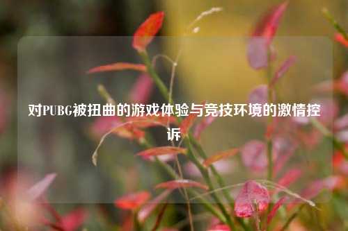 对PUBG被扭曲的游戏体验与竞技环境的***控诉