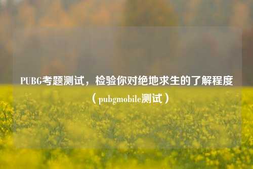 PUBG考题测试,检验你对绝地求生的了解程度(pubgmobile测试)