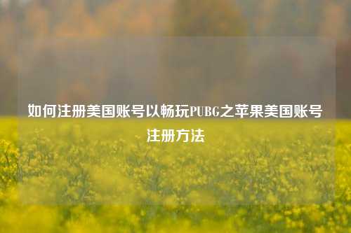 如何注册美国账号以畅玩PUBG之苹果美国账号注册 *** 