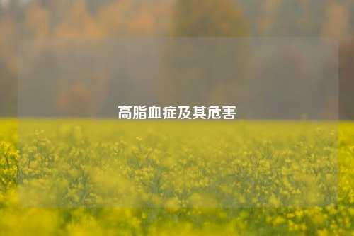 高脂血症及其危害