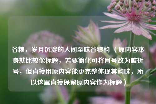谷粮,岁月沉淀的人间至味谷粮韵 (原内容本身就比较像标题,若要简化可将冒号改为破折号,但直接用原内容能更完整体现其韵味,所以这里直接保留原内容作为标题)
