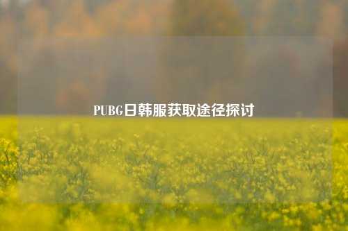 PUBG日韩服获取途径探讨