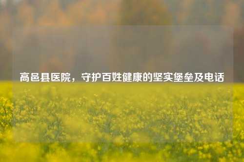 高邑县医院,守护百姓健康的坚实堡垒及 ***