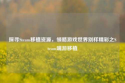 探寻Steam移植资源,领略游戏世界别样精彩之Steam端游移植