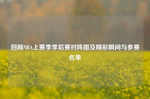 回顾NBA上赛季季后赛对阵图及精彩瞬间与参赛名单