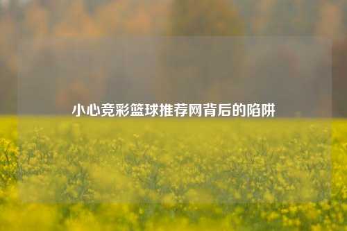 小心竞彩篮球推荐网背后的陷阱