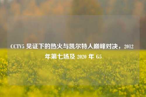CCTV5 见证下的热火与凯尔特人巅峰对决，2012 年第七场及 2020 年 G5