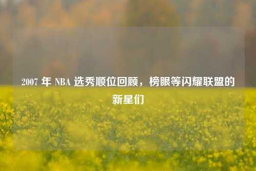 2007 年 NBA 选秀顺位回顾,榜眼等闪耀联盟的新星们
