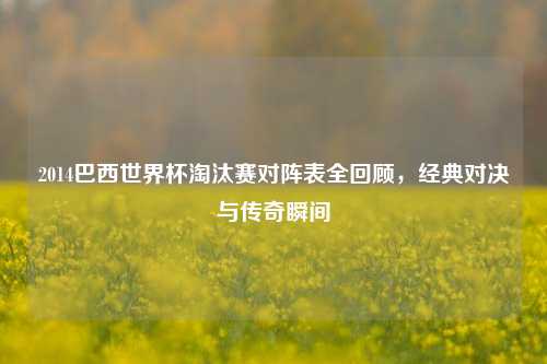 2014巴西世界杯淘汰赛对阵表全回顾,经典对决与传奇瞬间