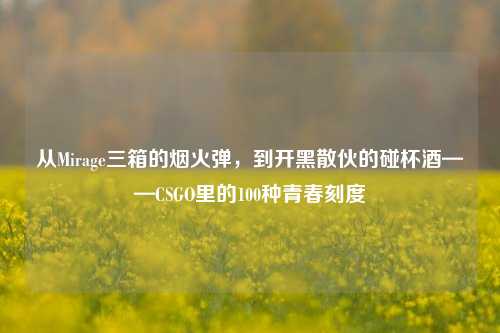 从Mirage三箱的烟火弹，到开黑散伙的碰杯酒——CSGO里的100种青春刻度