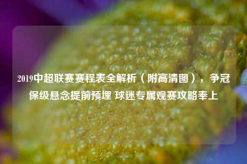 2019中超联赛赛程表全解析（附高清图），争冠保级悬念提前预埋 球迷专属观赛攻略奉上