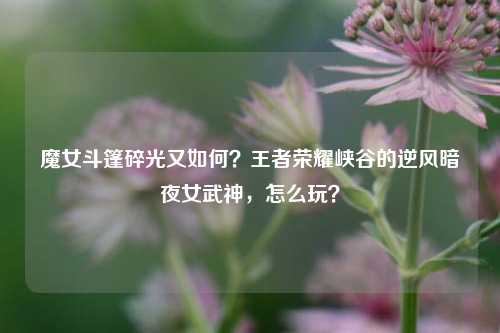魔女斗篷碎光又如何？王者荣耀峡谷的逆风暗夜女武神，怎么玩？