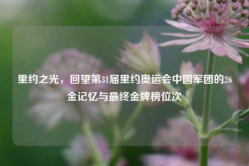 里约之光，回望第31届里约奥运会中国军团的26金记忆与最终金牌榜位次
