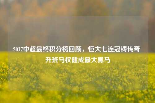 2017中超最终积分榜回顾，恒大七连冠铸传奇 升班马权健成更大黑马
