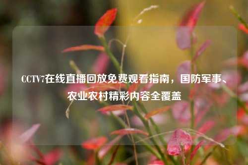 CCTV7在线直播回放免费观看指南,国防军事、农业农村精彩内容全覆盖